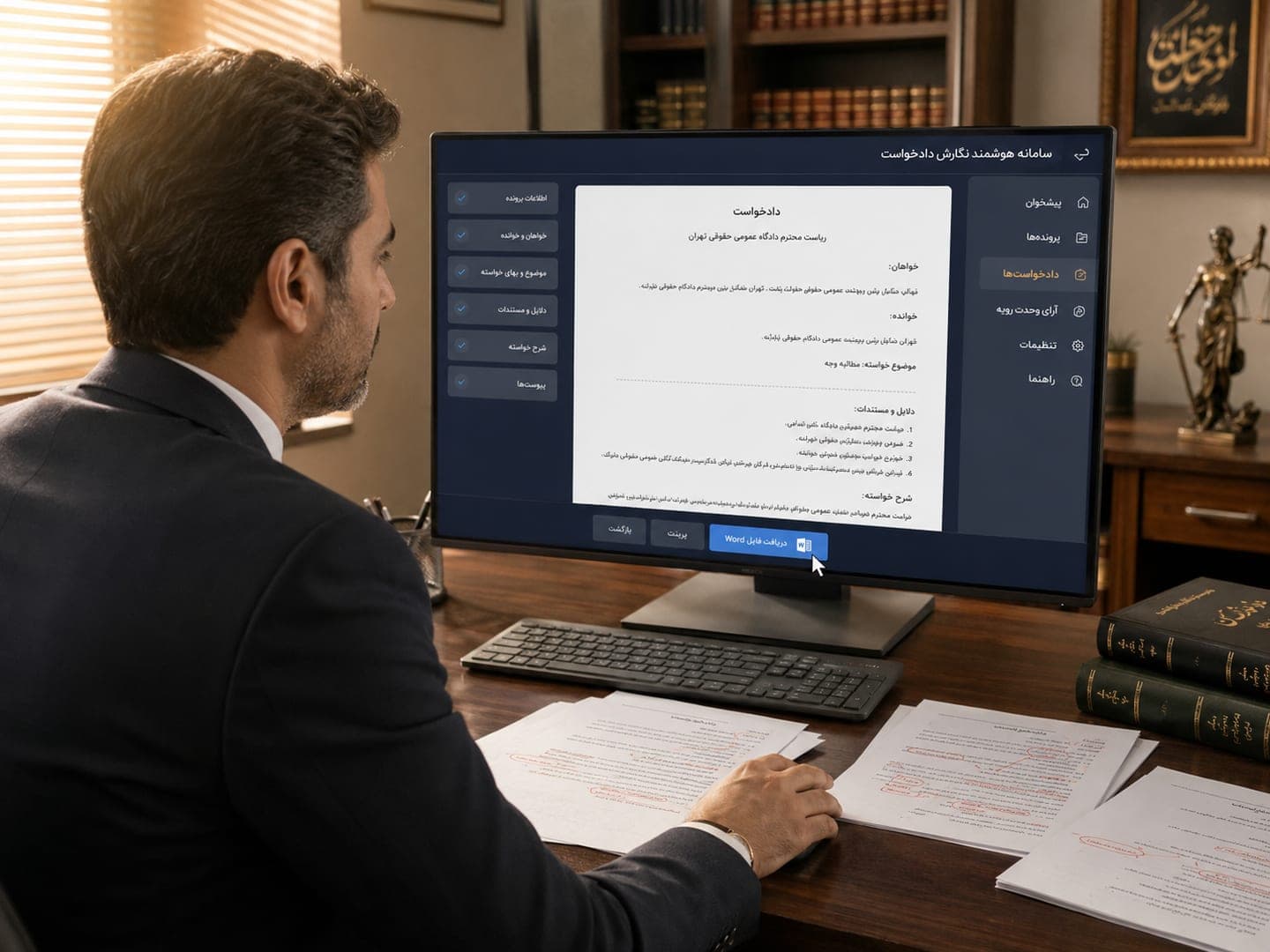 بازبینی و دانلود Word دادخواست در آی حق